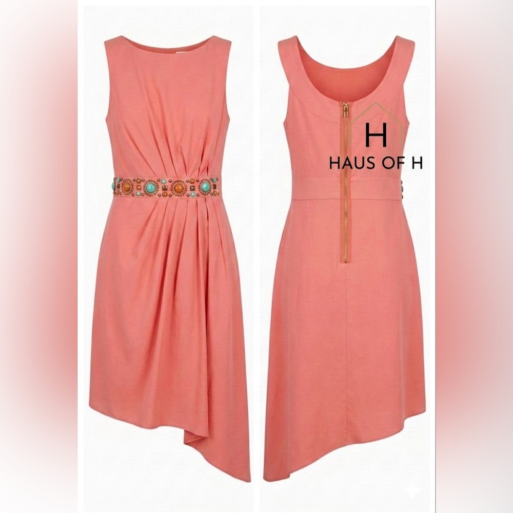 Nick Verreos Women’s sleeveless Dress NV0213-105 Salmon Size 8